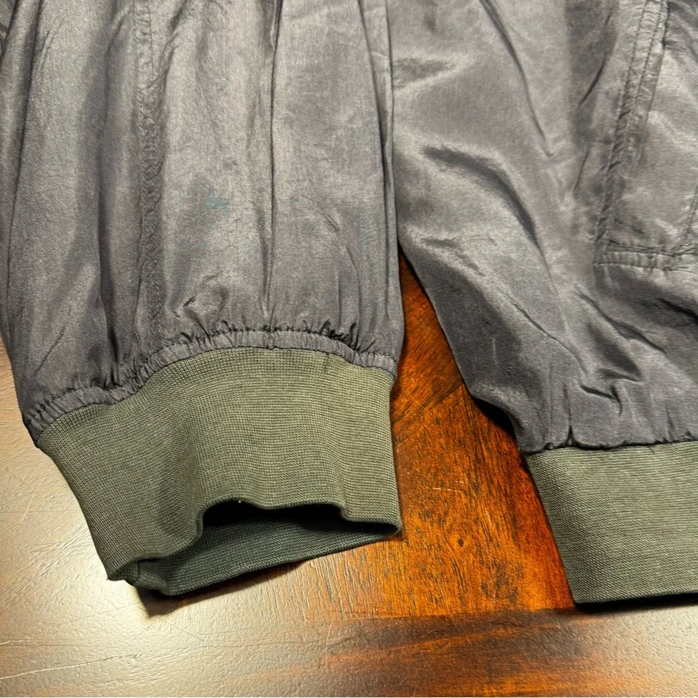 Summa 100% Silk Bomber Jacket Men's‎ Large Black Vintage Full Zip Lightweight